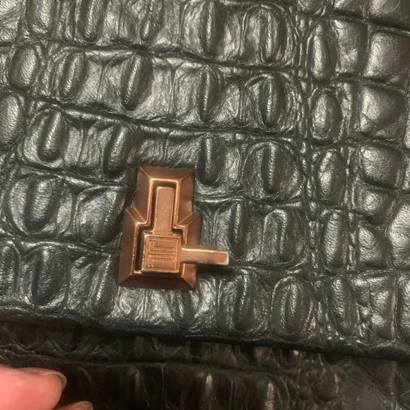 Lanvin Black Crocodile-Embossed Shoulder Bag - Picture 4 of 15